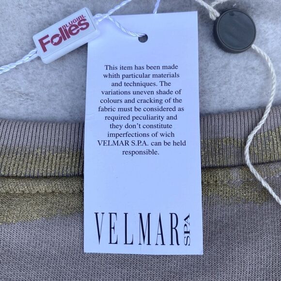 NWT New Blugirl Folies Beige w/Gold Logo Sweater Dress. Size 42 (US Medium) - Picture 10 of 11